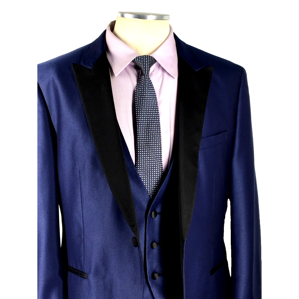 44R Hugo Boss Rendal/Wilden Mens 1 Bttn Evening Jacket W/Vest Waistcoat Nvy Blue